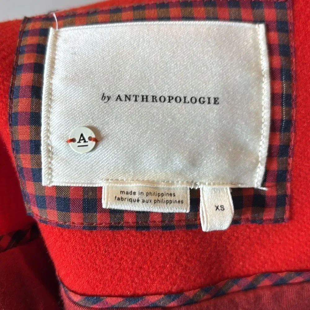 Anthropologie women’s xs Sascha assymetrical button front coat red chic - Picture 13 of 14